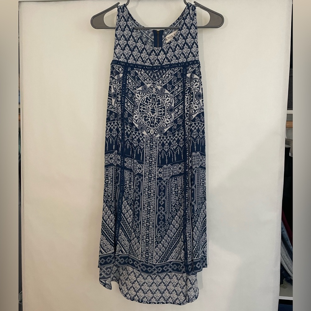 Blue and white loose dress